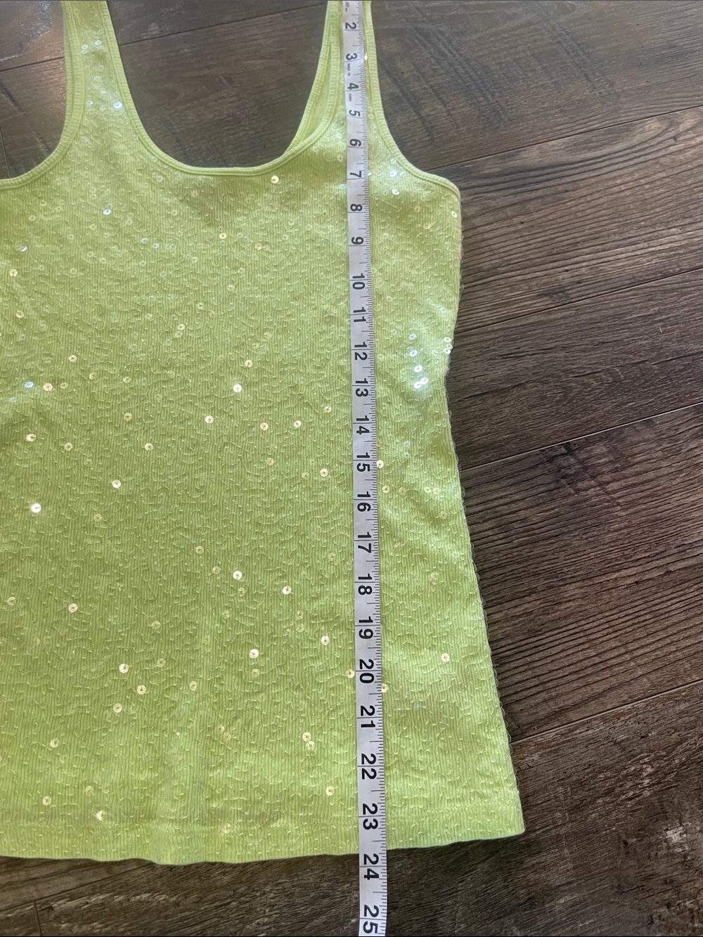 Express Lime Green Sequin Tank Top Size Small - Picture 4 of 6